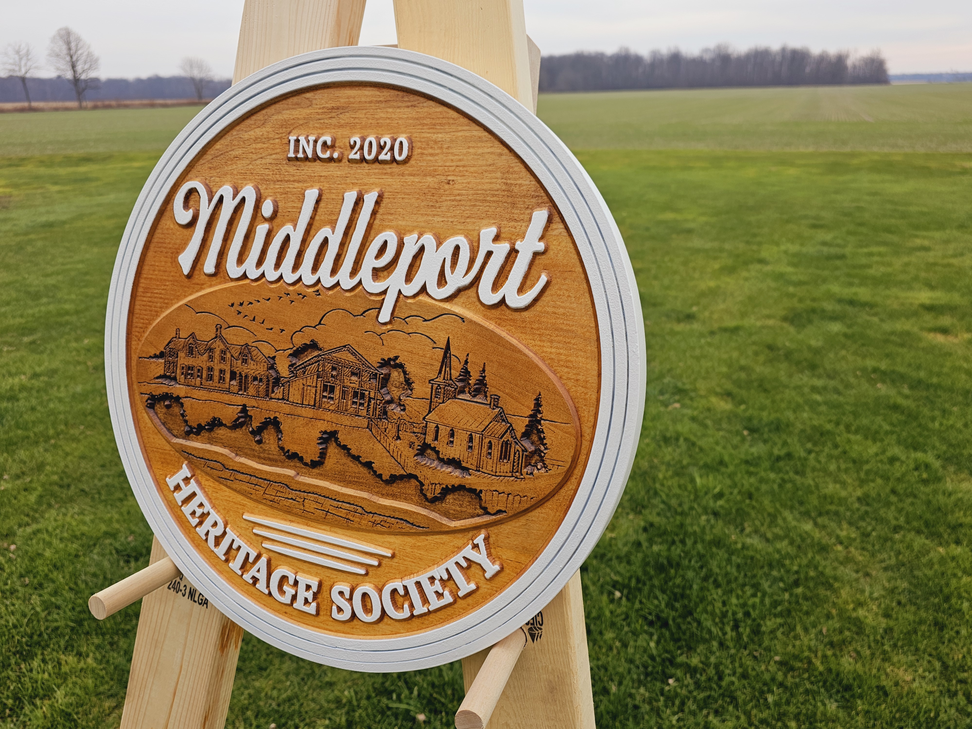 Middleport Ontario heritage society wood sign
